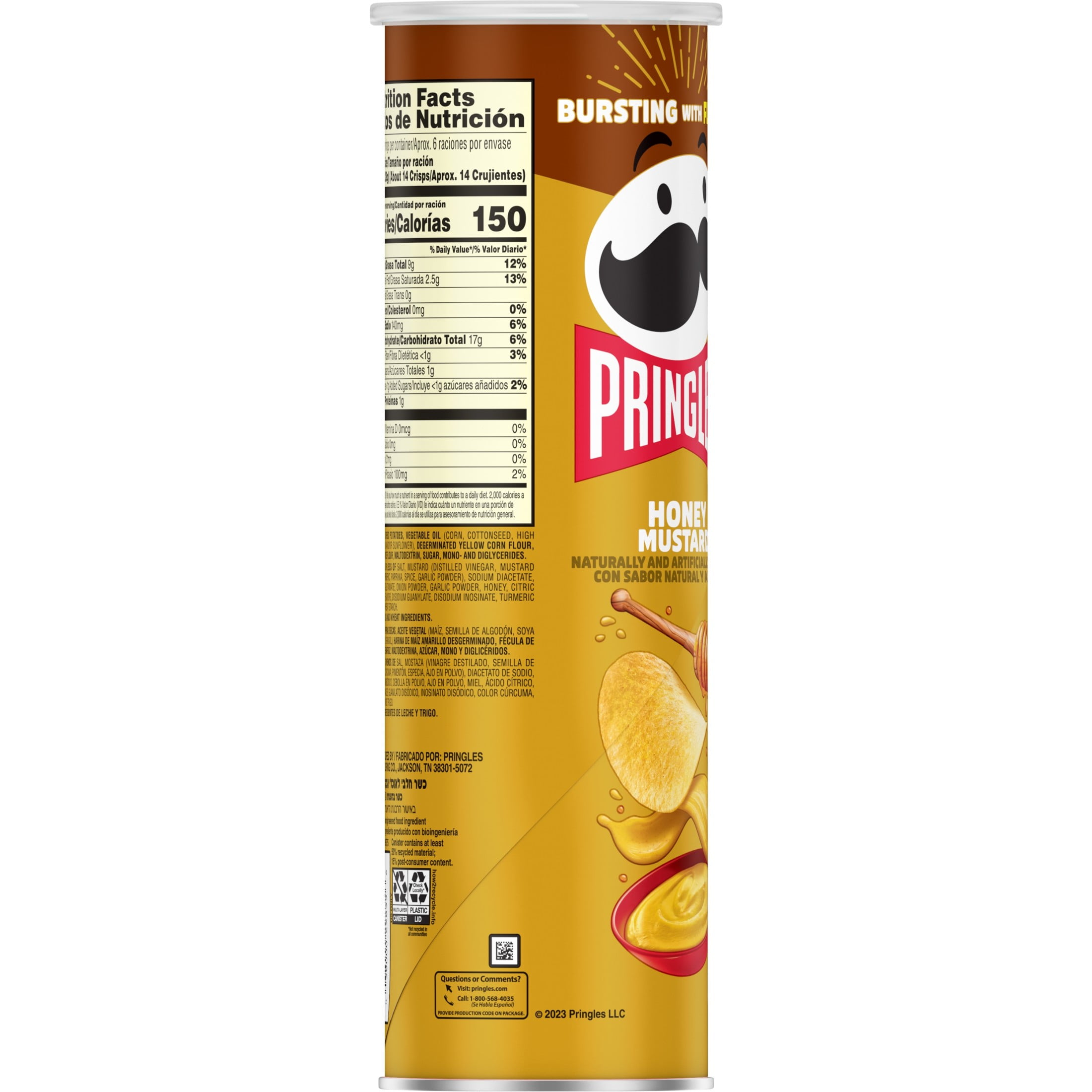 Pringles Honey Mustard Potato Crisps Chips  Lunch Snacks  5 5 oz Canister