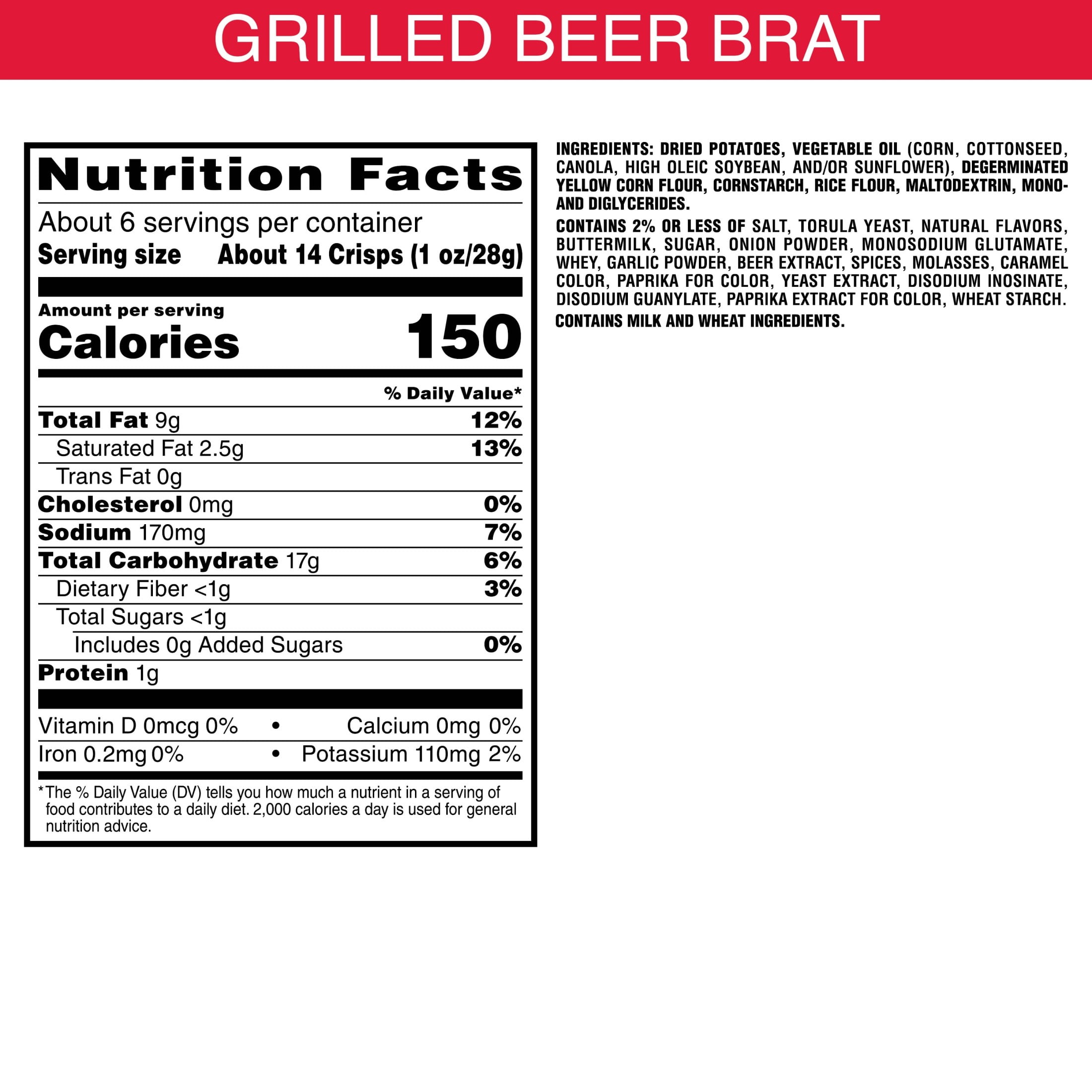 Pringles Miller Lite Grilled Beer Brat Potato Crisps Chips  Lunch Snacks  5 5 oz Canister