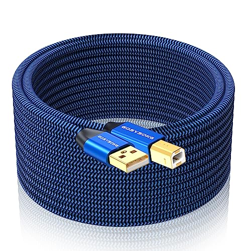 Printer Cable 25ft  USB 2 0 Type A to Type B Cord Compatible With Scanner  Audio Device