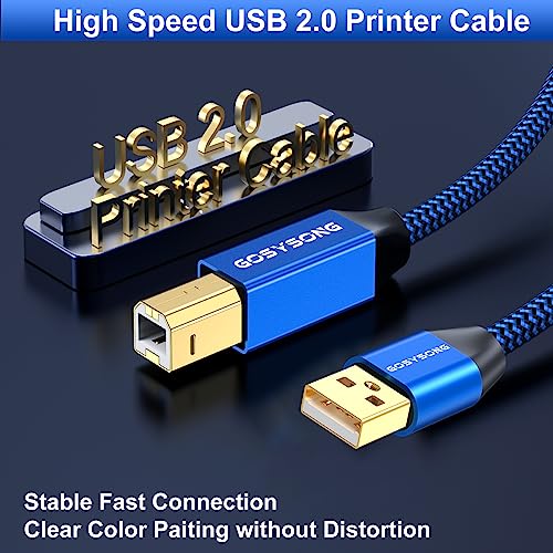 Printer Cable 25ft  USB 2 0 Type A to Type B Cord Compatible With Scanner  Audio Device