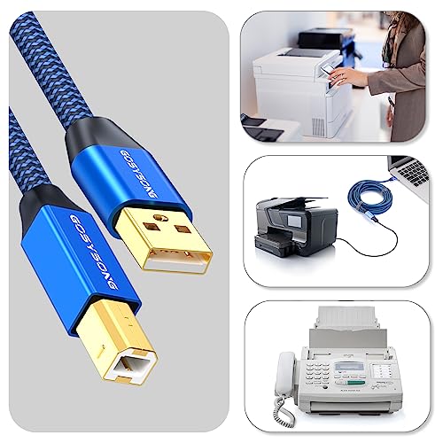 Printer Cable 25ft  USB 2 0 Type A to Type B Cord Compatible With Scanner  Audio Device