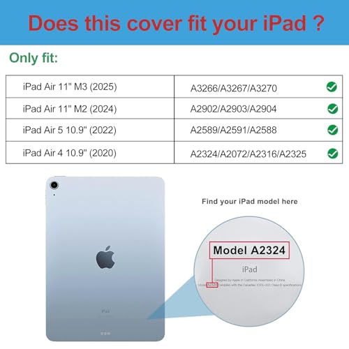 ProCase Smart Case for iPad Air 11 inch M3 M2 2025 2024/10 9 Air 5th 4th Generation 2022 2020  Protective Cover for Air 5 4  Navy