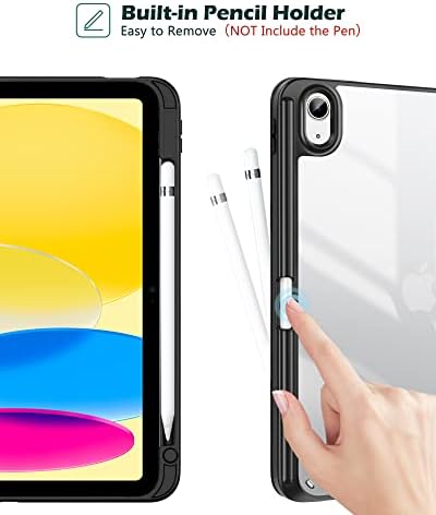 ProCase for iPad  A16  11th Generation 11 Inch 2025/10th Generation 10 9 Inch 2022 Case with Pencil Holder  Hybrid iPad 11 10 Case with Clear Back  Supports Auto Wake/Sleep  Black