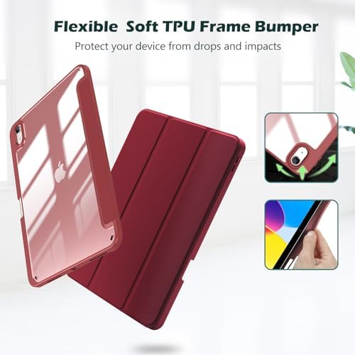 ProCase for iPad  A16  11th Generation 11 Inch 2025/10th Generation 10 9 Inch 2022 Case with Pencil Holder  Hybrid iPad 11 10 Case with Clear Back  Supports Auto Wake/Sleep  Black