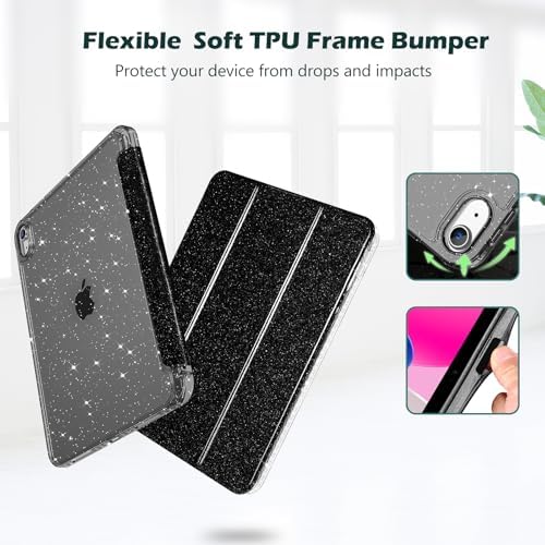 ProCase for iPad  A16  11th Generation 11 Inch 2025/10th Generation 10 9 Inch 2022 Case with Pencil Holder  Hybrid iPad 11 10 Case with Clear Back  Supports Auto Wake/Sleep  Black