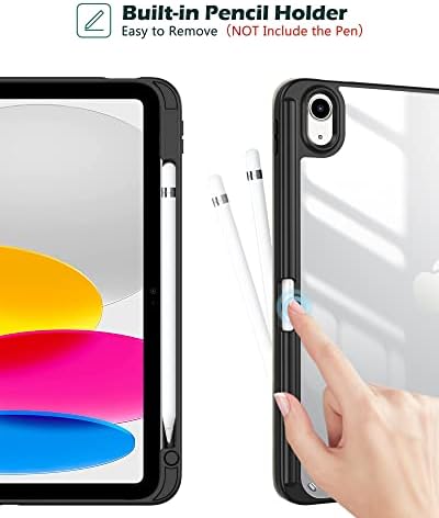 ProCase for iPad  A16  11th Generation 11 Inch 2025/10th Generation 10 9 Inch 2022 Case with Pencil Holder  Hybrid iPad 11 10 Case with Clear Back  Supports Auto Wake/Sleep  Black