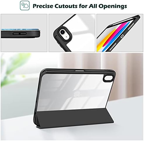 ProCase for iPad  A16  11th Generation 11 Inch 2025/10th Generation 10 9 Inch 2022 Case with Pencil Holder  Hybrid iPad 11 10 Case with Clear Back  Supports Auto Wake/Sleep  Black