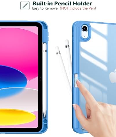 ProCase for iPad  A16  11th Generation 11 Inch 2025/10th Generation 10 9 Inch 2022 Case with Pencil Holder  Hybrid iPad 11 10 Case with Clear Back  Supports Auto Wake/Sleep  Black