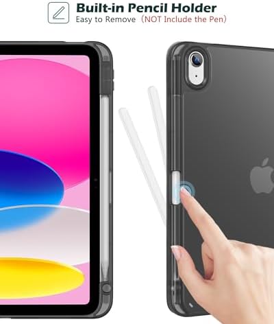 ProCase for iPad  A16  11th Generation 11 Inch 2025/10th Generation 10 9 Inch 2022 Case with Pencil Holder  Hybrid iPad 11 10 Case with Clear Back  Supports Auto Wake/Sleep  Black