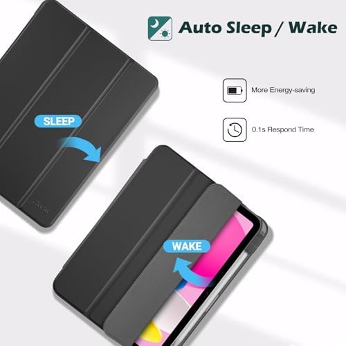 ProCase for iPad  A16  11th Generation 11 Inch 2025/10th Generation 10 9 Inch 2022 Case with Pencil Holder  Hybrid iPad 11 10 Case with Clear Back  Supports Auto Wake/Sleep  Black