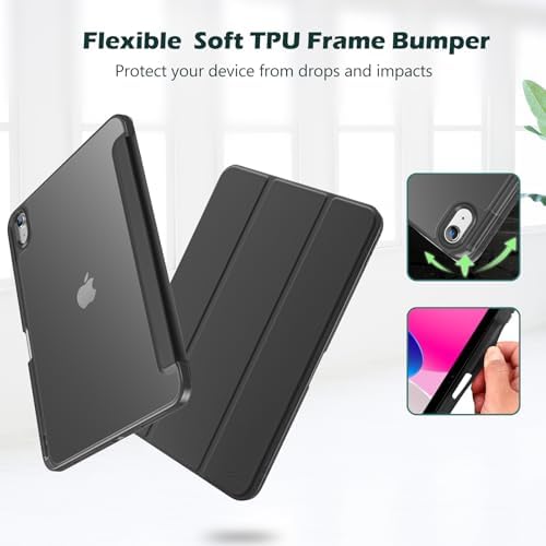 ProCase for iPad  A16  11th Generation 11 Inch 2025/10th Generation 10 9 Inch 2022 Case with Pencil Holder  Hybrid iPad 11 10 Case with Clear Back  Supports Auto Wake/Sleep  Black