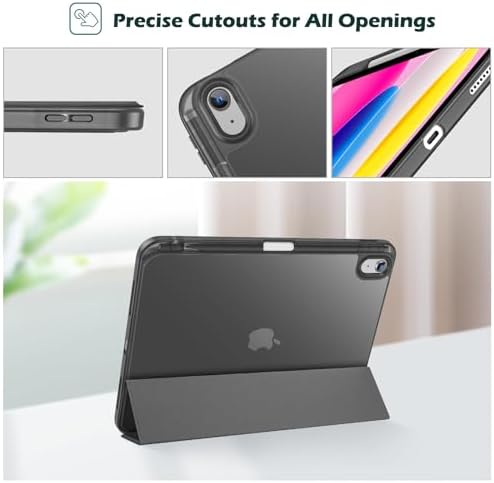 ProCase for iPad  A16  11th Generation 11 Inch 2025/10th Generation 10 9 Inch 2022 Case with Pencil Holder  Hybrid iPad 11 10 Case with Clear Back  Supports Auto Wake/Sleep  Black