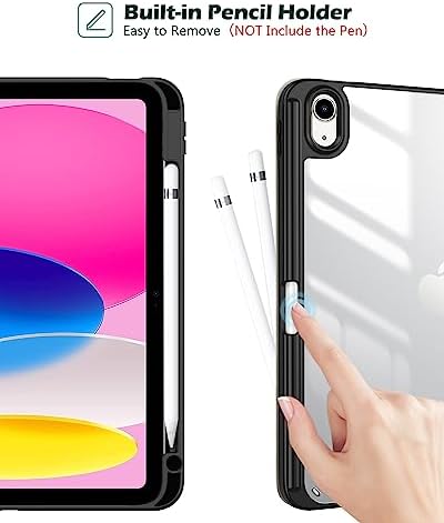ProCase for iPad  A16  11th Generation 11 Inch 2025/10th Generation 10 9 Inch 2022 Case with Pencil Holder  Hybrid iPad 11 10 Case with Clear Back  Supports Auto Wake/Sleep  Black