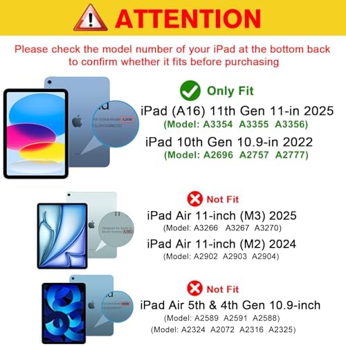 ProCase for iPad  A16  11th Generation 11 Inch 2025/10th Generation 10 9 Inch 2022 Case with Pencil Holder  Hybrid iPad 11 10 Case with Clear Back  Supports Auto Wake/Sleep  Navy