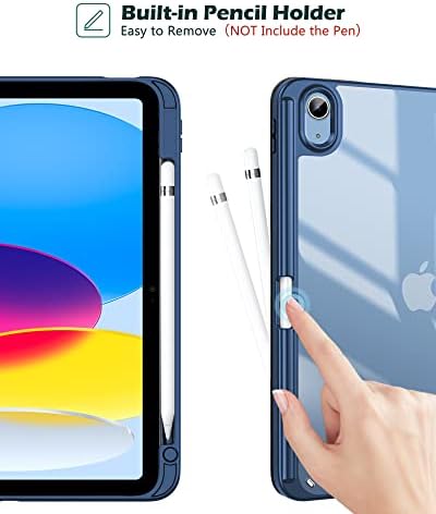 ProCase for iPad  A16  11th Generation 11 Inch 2025/10th Generation 10 9 Inch 2022 Case with Pencil Holder  Hybrid iPad 11 10 Case with Clear Back  Supports Auto Wake/Sleep  Navy