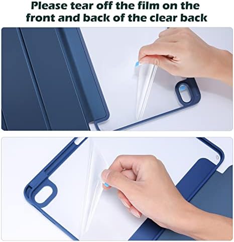 ProCase for iPad  A16  11th Generation 11 Inch 2025/10th Generation 10 9 Inch 2022 Case with Pencil Holder  Hybrid iPad 11 10 Case with Clear Back  Supports Auto Wake/Sleep  Navy