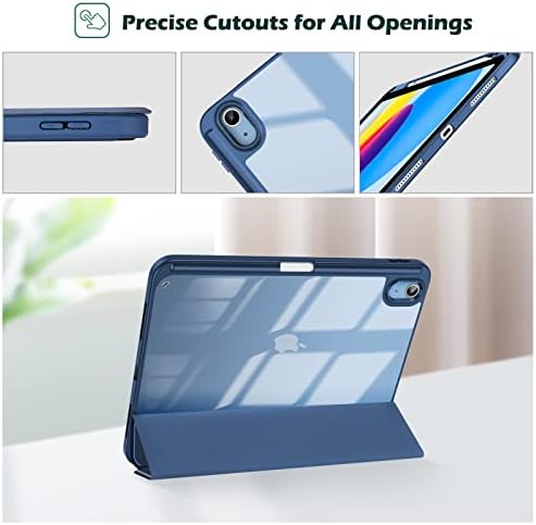 ProCase for iPad  A16  11th Generation 11 Inch 2025/10th Generation 10 9 Inch 2022 Case with Pencil Holder  Hybrid iPad 11 10 Case with Clear Back  Supports Auto Wake/Sleep  Navy