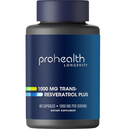 ProHealth Resveratrol 1000mg   Pure Trans Resveratrol   Plus Quercetin  Red Wine & Green Tea Extract   Clinically Studied to Support Cellular Health  Memory  Healthy Aging   60 Capsules
