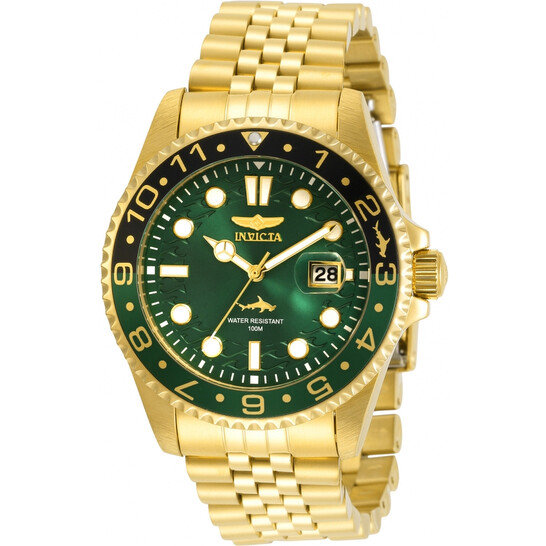 Pro Diver Quartz Green Dial Yellow Gold tone Sprite Bezel Men s Watch