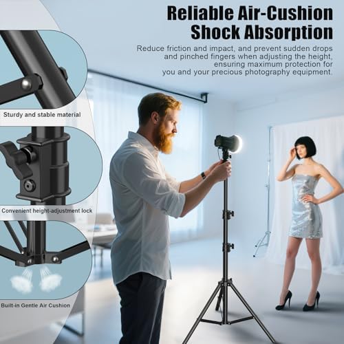 Professional Light Stand Photography 110/9 2ft/280cm  Air Cushioned Photo Video Metal Tripod Stand for Softbox  Studio Light  Reflector  Ring Light  Heavy Duty Max Load 8kg/17 6lb  1/4 Screw