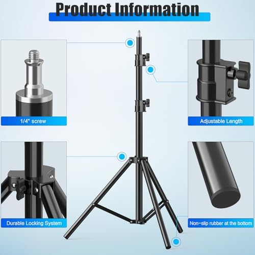 Professional Light Stand Photography 110/9 2ft/280cm  Air Cushioned Photo Video Metal Tripod Stand for Softbox  Studio Light  Reflector  Ring Light  Heavy Duty Max Load 8kg/17 6lb  1/4 Screw