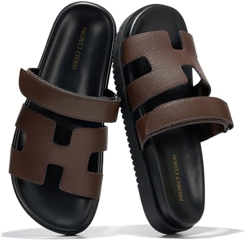Talla 8 Project Cloud 100  Genuine Leather Sandals for Women Footwear   Stylish Womens Sandals with Plush & Soft Insole   Non Slip and Water Resistant Beach Sandals Slides for Women  Mayvy