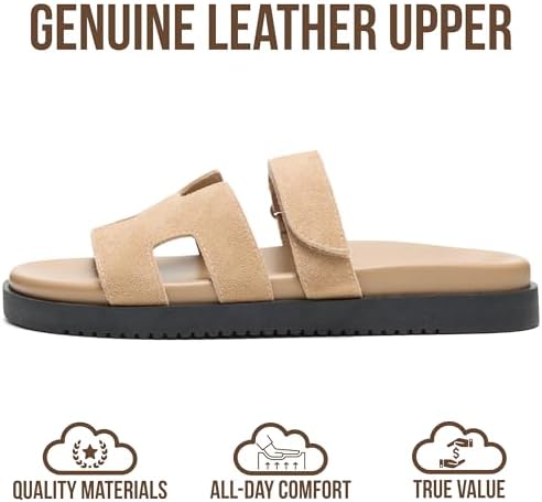 Talla 8 Project Cloud 100  Genuine Leather Sandals for Women Footwear   Stylish Womens Sandals with Plush & Soft Insole   Non Slip and Water Resistant Beach Sandals Slides for Women  Mayvy