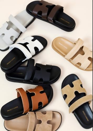Talla 8 Project Cloud 100  Genuine Leather Sandals for Women Footwear   Stylish Womens Sandals with Plush & Soft Insole   Non Slip and Water Resistant Beach Sandals Slides for Women  Mayvy