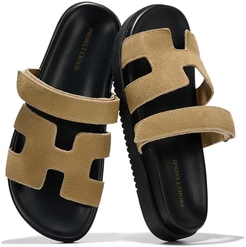 Talla 8 Project Cloud 100  Genuine Leather Sandals for Women Footwear   Stylish Womens Sandals with Plush & Soft Insole   Non Slip and Water Resistant Beach Sandals Slides for Women  Mayvy