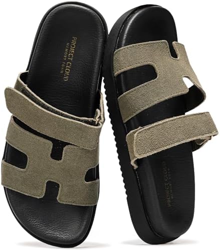 Talla 8 Project Cloud 100  Genuine Leather Sandals for Women Footwear   Stylish Womens Sandals with Plush & Soft Insole   Non Slip and Water Resistant Beach Sandals Slides for Women  Mayvy