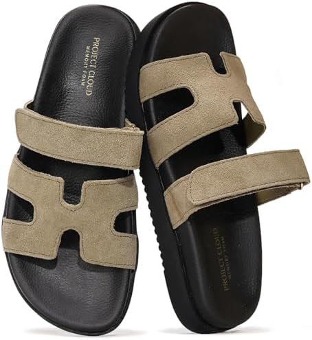 Talla 8 Project Cloud 100  Genuine Leather Sandals for Women Footwear   Stylish Womens Sandals with Plush & Soft Insole   Non Slip and Water Resistant Beach Sandals Slides for Women  Mayvy
