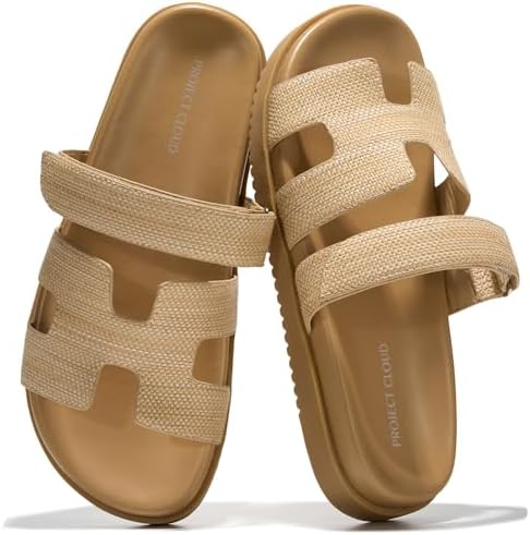 Talla 8 Project Cloud 100  Genuine Leather Sandals for Women Footwear   Stylish Womens Sandals with Plush & Soft Insole   Non Slip and Water Resistant Beach Sandals Slides for Women  Mayvy