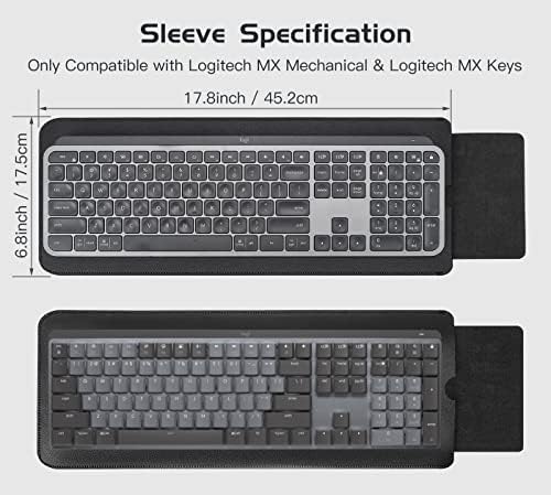 Protective Keyboard Case for Logitech MX Keys S & Logitech MX Keys & Logitech MX Mechanical Wireless Illuminated Keyboard  Logitech MX Keys S PU Leather Keyboard Sleeve Case  Black