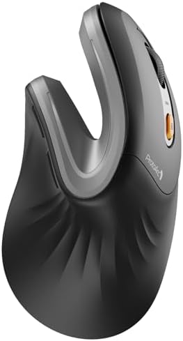 ProtoArc Ergonomic Mouse  EM11 NL Bluetooth Rechargeable Wireless Vertical Mouse  3 Multi Device Connectivity for Computer/PC/Laptop  2 4GHz USB A Optical Mice for Windows  Mac OS  Black
