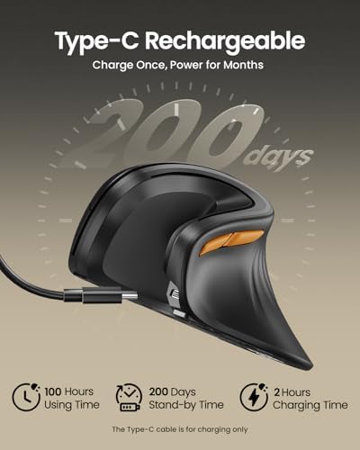 ProtoArc Ergonomic Mouse  EM11 NL Bluetooth Rechargeable Wireless Vertical Mouse  3 Multi Device Connectivity for Computer/PC/Laptop  2 4GHz USB A Optical Mice for Windows  Mac OS  Black