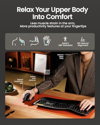 ProtoArc Ergonomic Mouse  EM11 NL Bluetooth Rechargeable Wireless Vertical Mouse  3 Multi Device Connectivity for Computer/PC/Laptop  2 4GHz USB A Optical Mice for Windows  Mac OS  Black