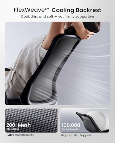 ProtoArc Ergonomic Office Chair   Flexer Computer Chair  Foam Cushion Sliding Seat  Breathable Mesh from Wintex  125  Reclining Swivel Desk Chairs for Home  Office & Study   Black