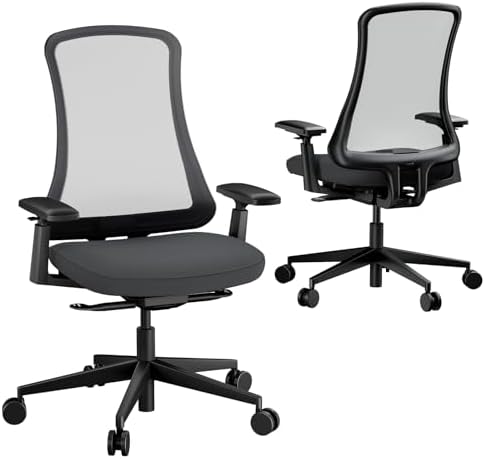 ProtoArc Ergonomic Office Chair   Flexer Computer Chair  Foam Cushion Sliding Seat  Breathable Mesh from Wintex  125  Reclining Swivel Desk Chairs for Home  Office & Study   Black