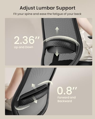 ProtoArc Ergonomic Office Chair   EC200 High Back Mesh Computer Chair with Lumbar Support  3D Adjustable Headrest & Sliding Seat for 8  Hour Comfort  Big & Tall Home Office Desk Chairs   Black