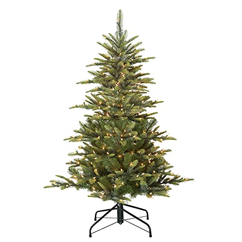 Puleo International 4 5 Foot Pre Lit Aspen Fir Artificial Christmas Tree with 250 UL Listed Clear Lights  Green