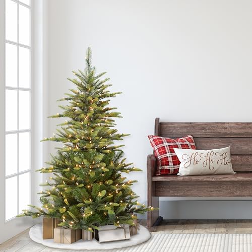 Puleo International 4 5 Foot Pre Lit Aspen Fir Artificial Christmas Tree with 250 UL Listed Clear Lights  Green