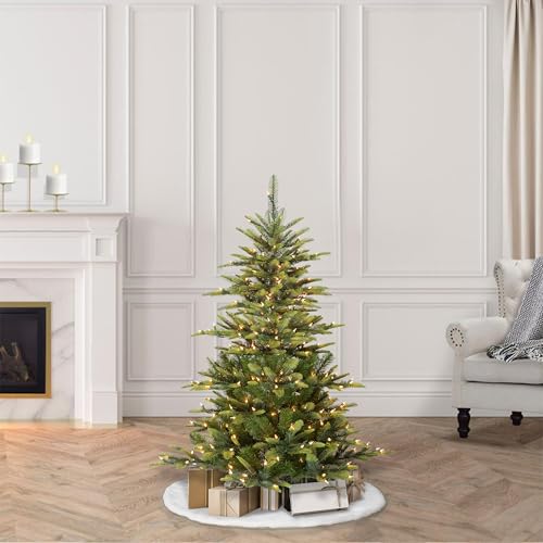 Puleo International 4 5 Foot Pre Lit Aspen Fir Artificial Christmas Tree with 250 UL Listed Clear Lights  Green