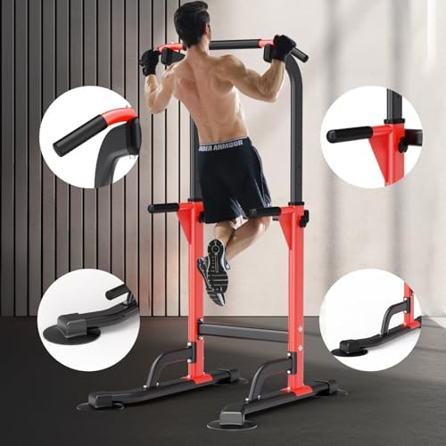 Pull Up Dip Station For Home Gym Strength Training Fitness Workout Station Chin Ups Push Ups Pull Ups Dip Ups 330LBS T055CDC