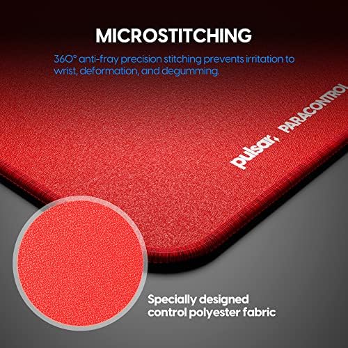 Pulsar   Paracontrol XL  Expanded Size  Esports Level Premium Gaming Mouse Pad v2   Medium to High Speed Pad Stitched Edge Durable Hybrid Top Surface 16 5 x 19 3  XL  Red 