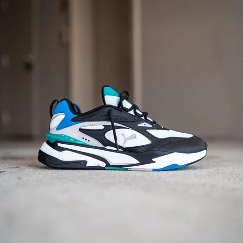 talla 7 Puma RS Fast Mix Star Sapphire White Black Teal Silver 375641 02 Sneaker Shoe
