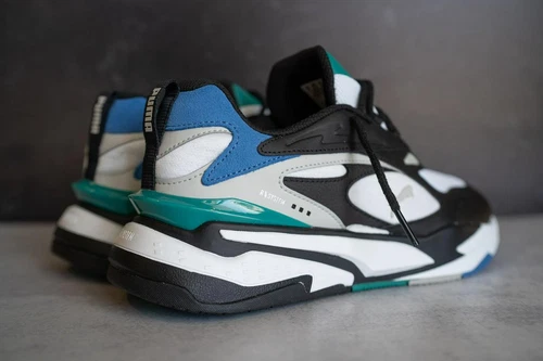 talla 7 Puma RS Fast Mix Star Sapphire White Black Teal Silver 375641 02 Sneaker Shoe