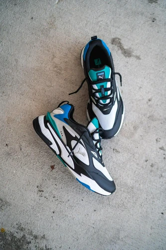 talla 7 Puma RS Fast Mix Star Sapphire White Black Teal Silver 375641 02 Sneaker Shoe
