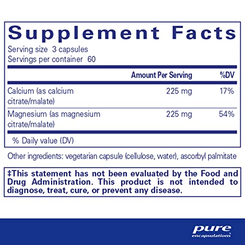Pure Encapsulations Calcium Magnesium  Citrate/Malate    Supplement to Support Bone and Cardiovascular Health    180 Capsules