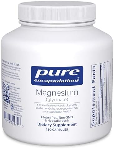 Pure Encapsulations Magnesium  Glycinate    Supplement to Support Stress Relief  Sleep  Heart Health  Nerves  Muscles  and Metabolism    with Magnesium Glycinate   180 Capsules