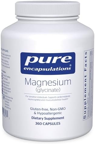 Pure Encapsulations Magnesium  Glycinate    Supplement to Support Stress Relief  Sleep  Heart Health  Nerves  Muscles  and Metabolism    with Magnesium Glycinate   180 Capsules